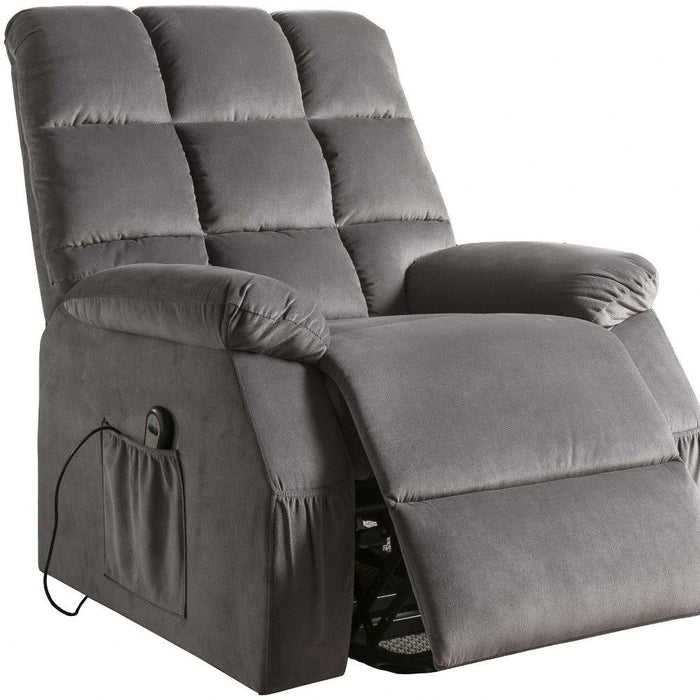 Velvet Power Heated Massage Recliner - Gray
