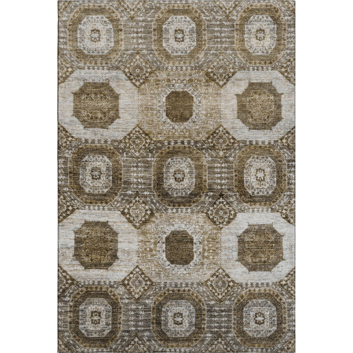10' X 14' Abstract Geometric Washable Area Rug With UV Protection (708301) - Brown / Beige / Taupe