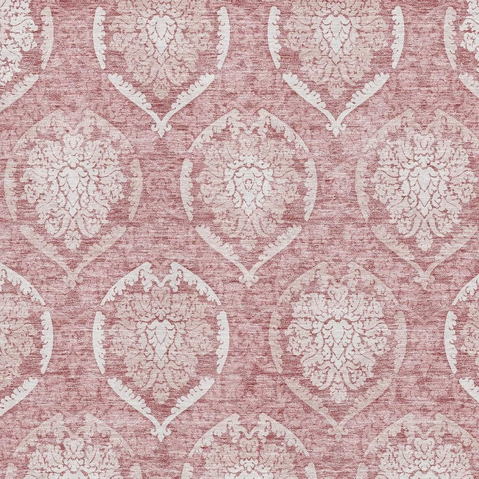 8' X 10' Medallion Washable Area Rug With UV Protection - Pink And Ivory