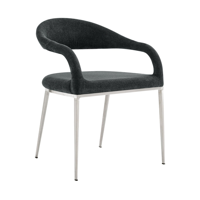 Upholstered Polyester Open Back Dining Arm Chairs (Set of 2) - Gray