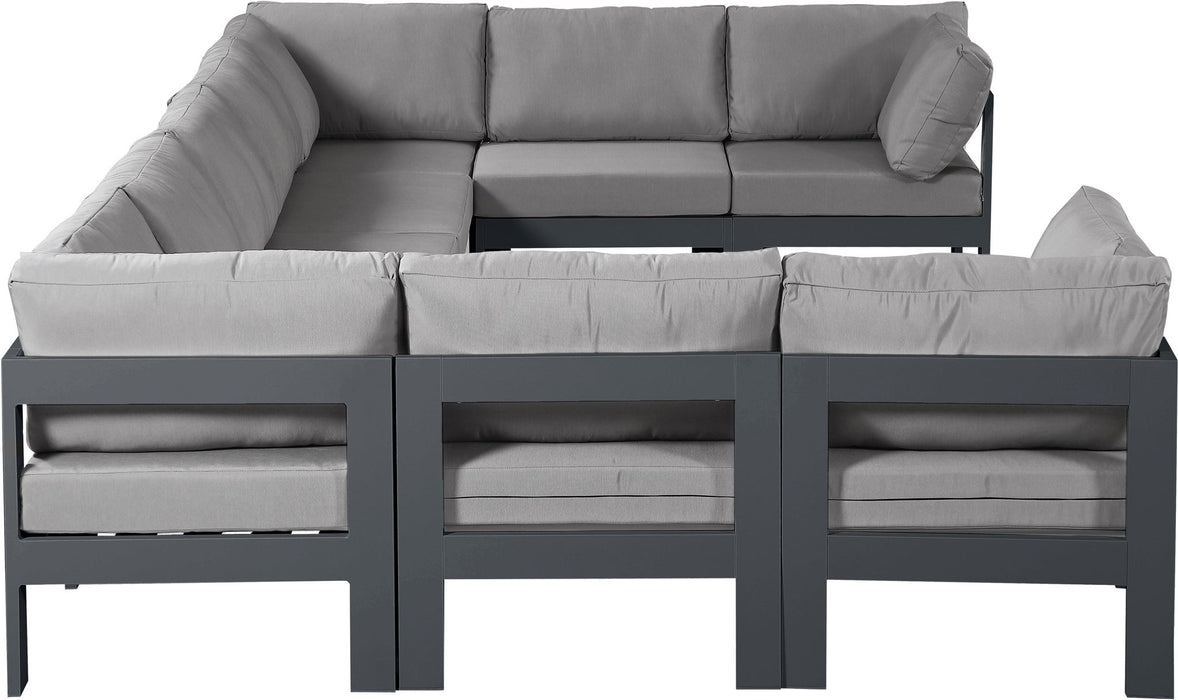 Nizuc - Outdoor Patio 9 Piece Modular Sectional With Gray Frame
