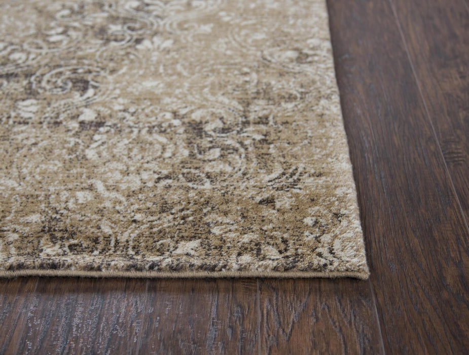 8' X 10' New Zealand Lambs Wool Damask Hand Carved Handmade Area Rug (747463) - Gold / Beige / Ivory