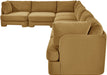 Meridian Furniture Hammond velvet performance fabric 7-piece sectional sofa with plush cushions and modern design.