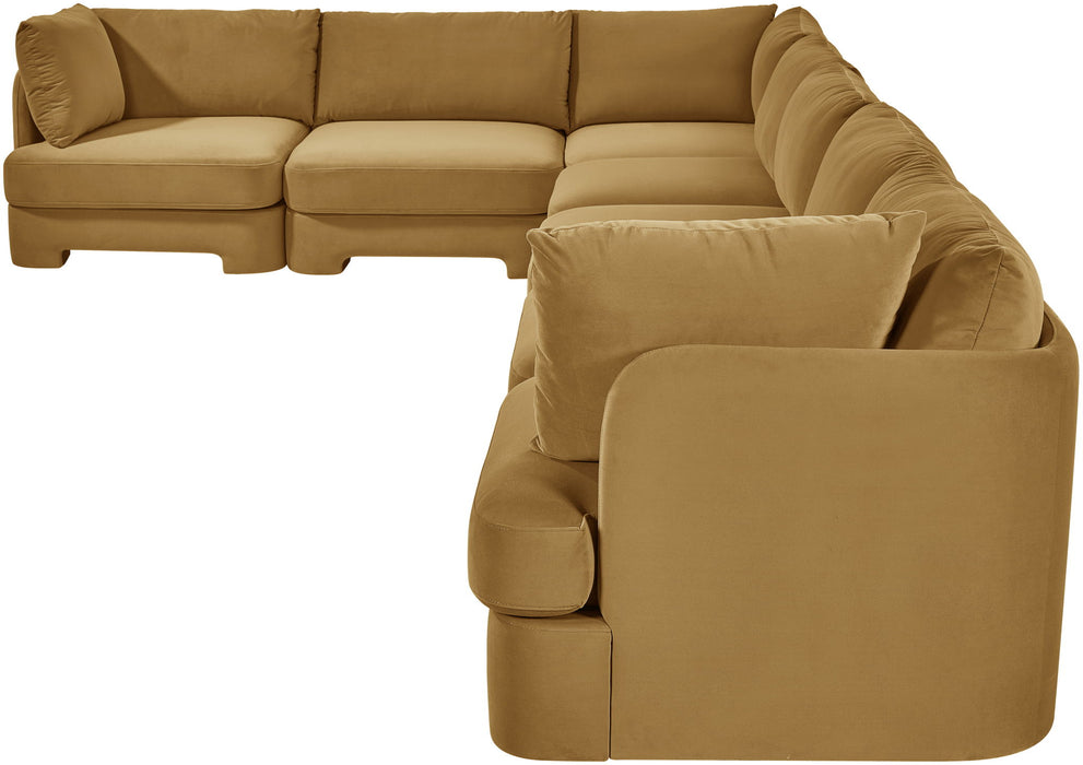 Meridian Furniture Hammond velvet performance fabric 7-piece sectional sofa with plush cushions and modern design.