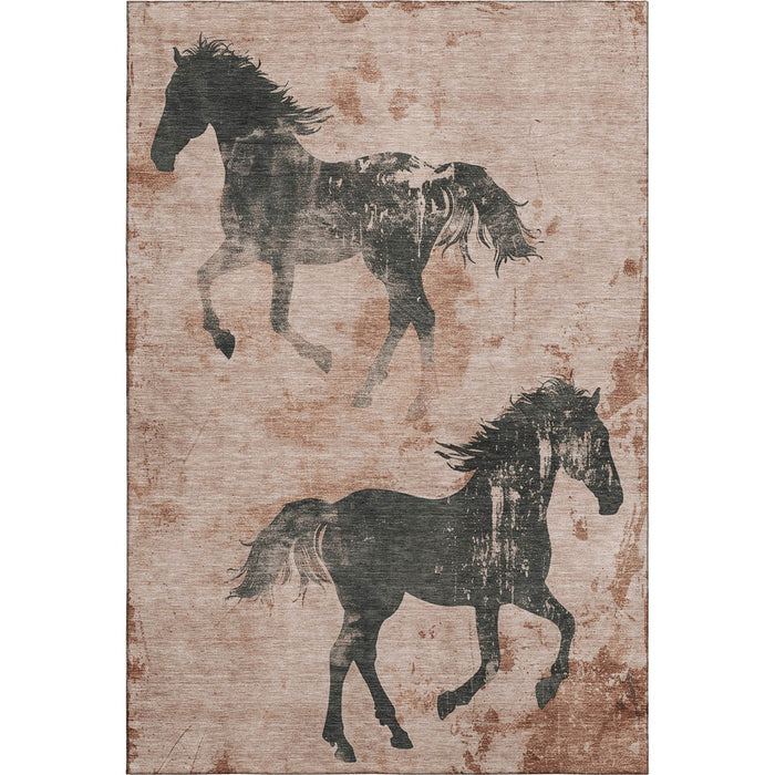 10' X 14' Animal Print Washable Area Rug With UV Protection (698980) - Rust / Charcoal