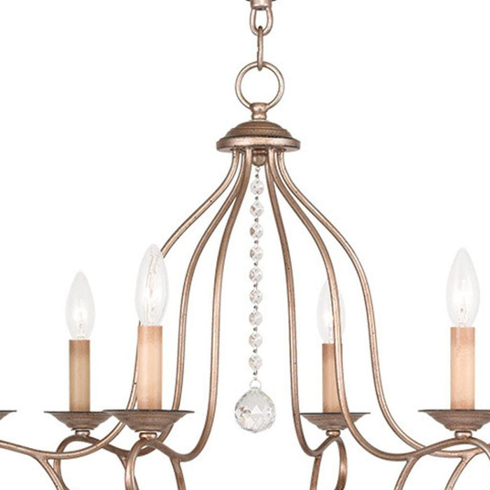 Six Light Metal Dimmable Chandelier With Shades - Silver