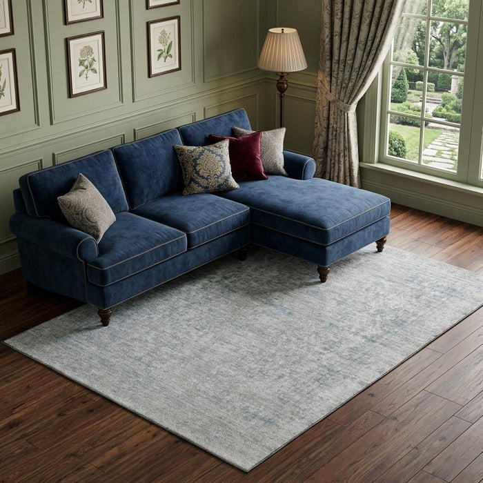 10' X 14' Oriental Washable Area Rug With UV Protection (695870) - Silver / Gray