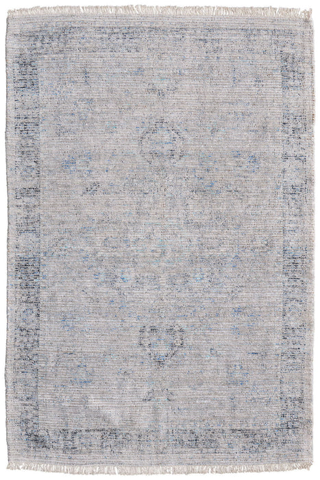 8' X 10' Abstract Hand Woven Distressed Area Rug With Fringe - Gray And Taupe