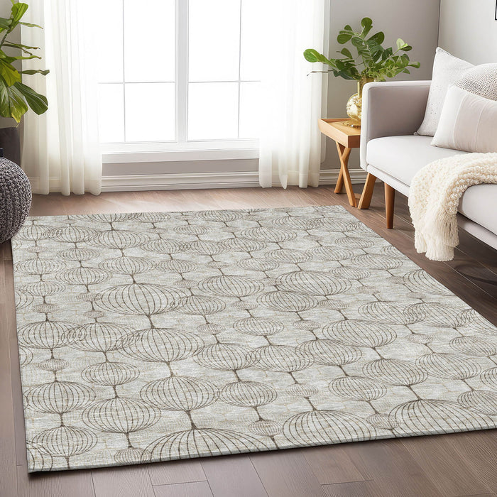 10' X 14' Geometric Washable Area Rug With UV Protection - Beige And Brown