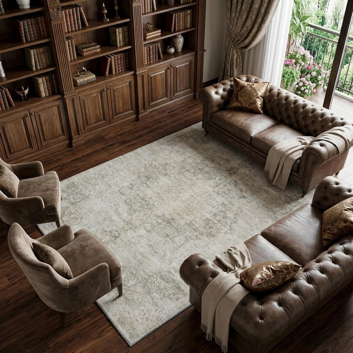 10' X 14' Oriental Washable Area Rug With UV Protection (692322) - Beige / Taupe