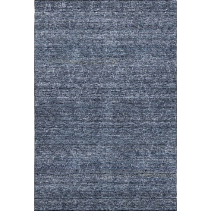 10' X 14' Geometric Washable Area Rug With UV Protection (688015) - Navy Blue / Beige