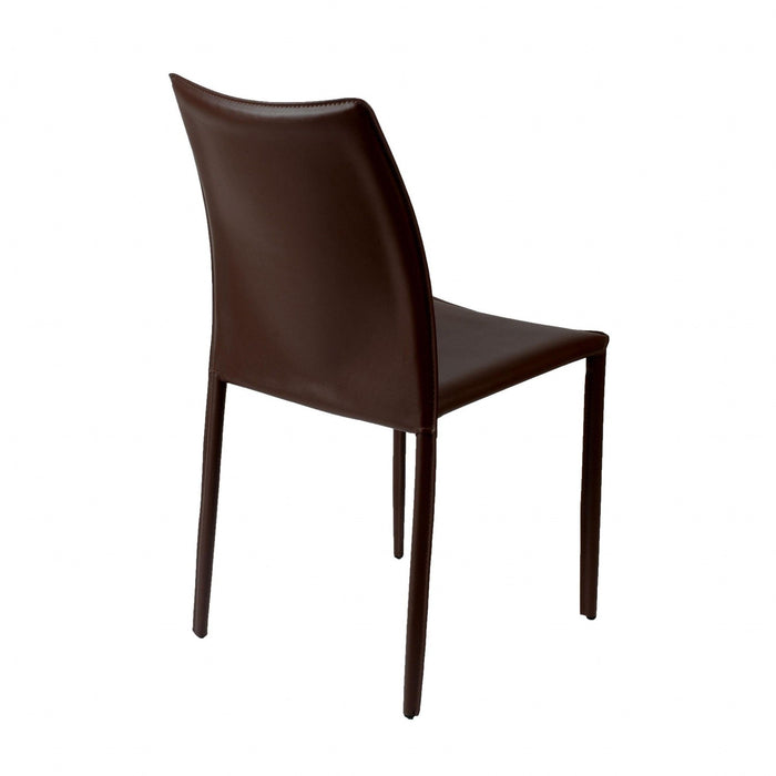 Upholstered Leather Dining Side Chairs (Set of 2) - Brown