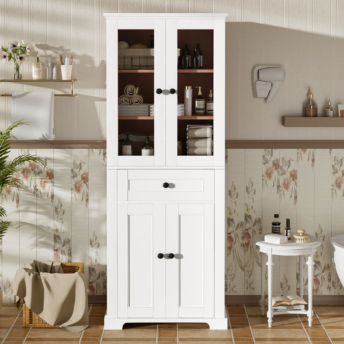 Bathroom Storage Cabinet, Adjustable Shelves & Drawer, Freestanding Tower