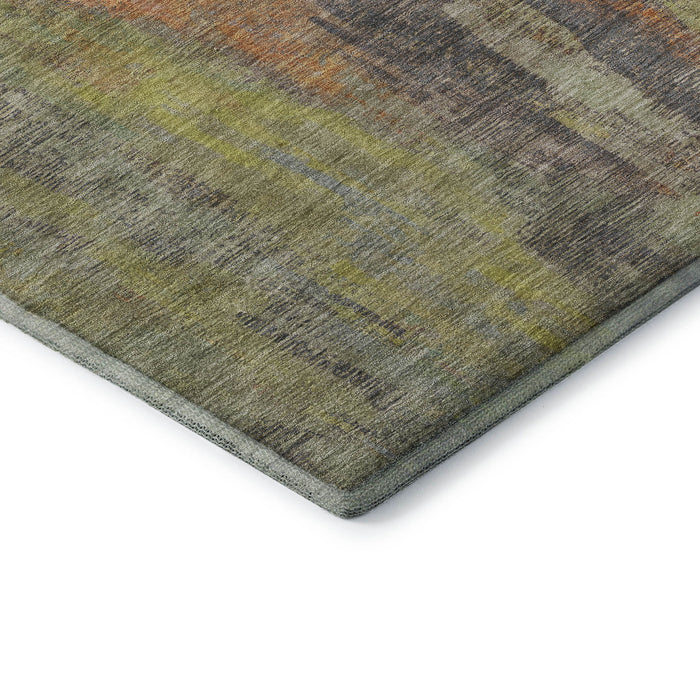 10' X 14' Abstract Washable Area Rug With UV Protection (696002) - Orange / Teal / Gold