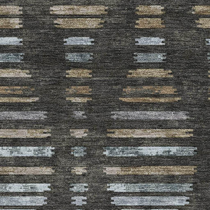 10' X 14' Striped Washable Area Rug With UV Protection (715027) - Coffee / Gray