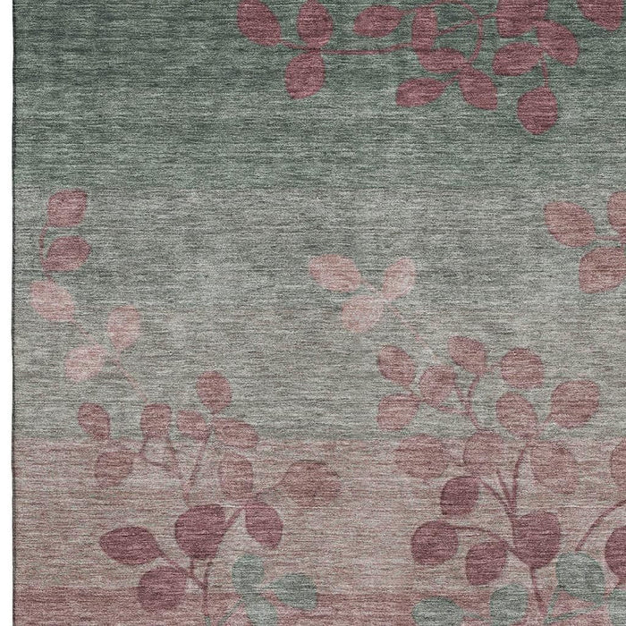 10' X 14' Floral Washable Area Rug With UV Protection (707479) - Blush / Emerald