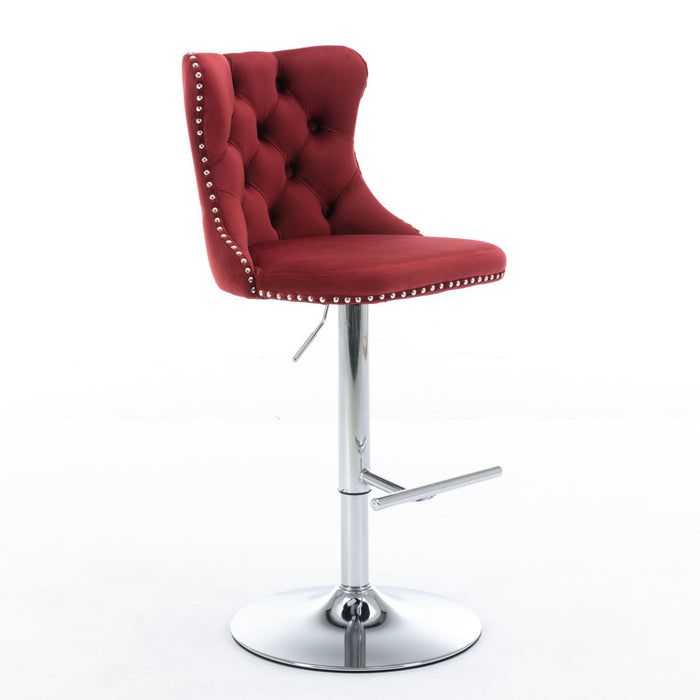 Set of 2 Giga modern swivel barstools with tufted upholstery, adjustable height 25-33 inches, comfortable backs for home or kitchen.