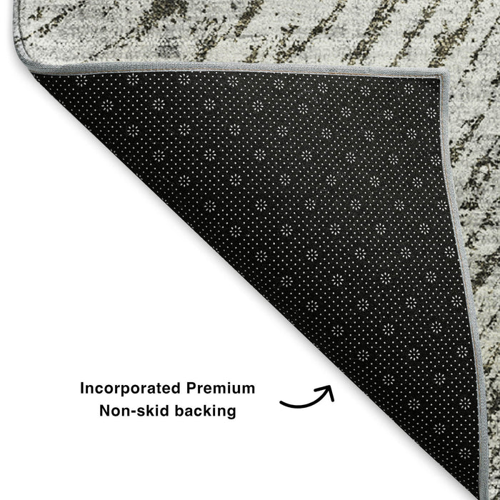 5' X 8' Woodland Lodge Washable Area Rug With UV Protection (653739) - Gray / Ivory
