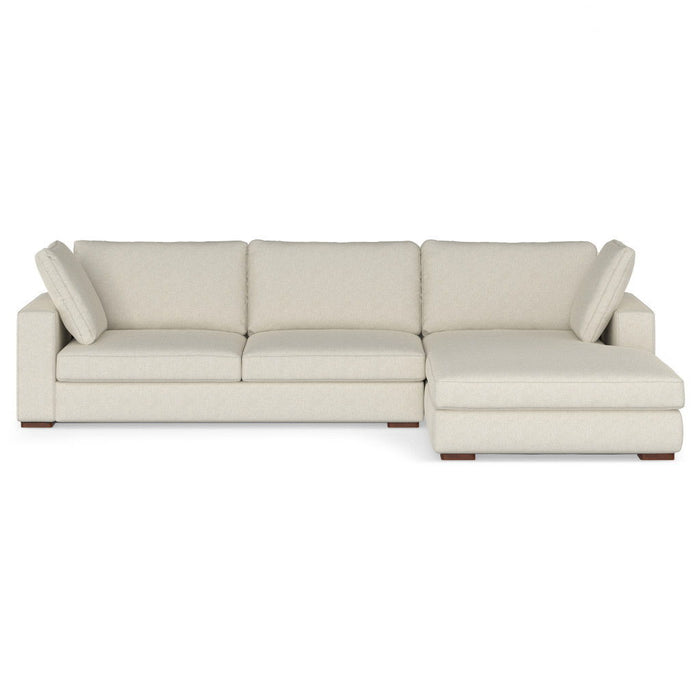 122" Fabric Sofa With Brown Legs - Cream