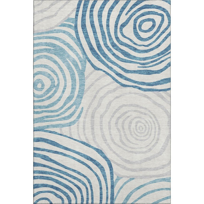 14' X 10' Abstract Washable Area Rug With UV Protection - Teal / Gray