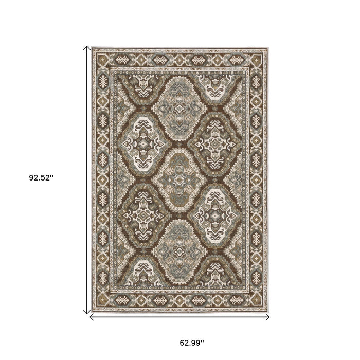 5' X 8' Medallion Area Rug - Blue And Gray