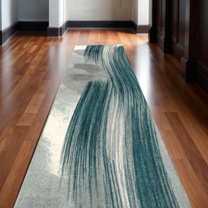2' X 30' Abstract Area Rug (610253) - Blue / White