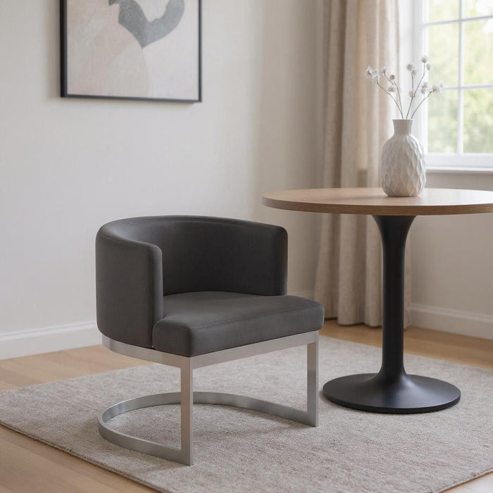 Upholstered Fabric Wing Back Dining Side Chair - Gray / Silver