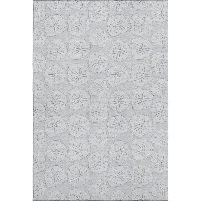 5' X 8' Geometric Washable Area Rug With UV Protection (646087) - Gray / Ivory