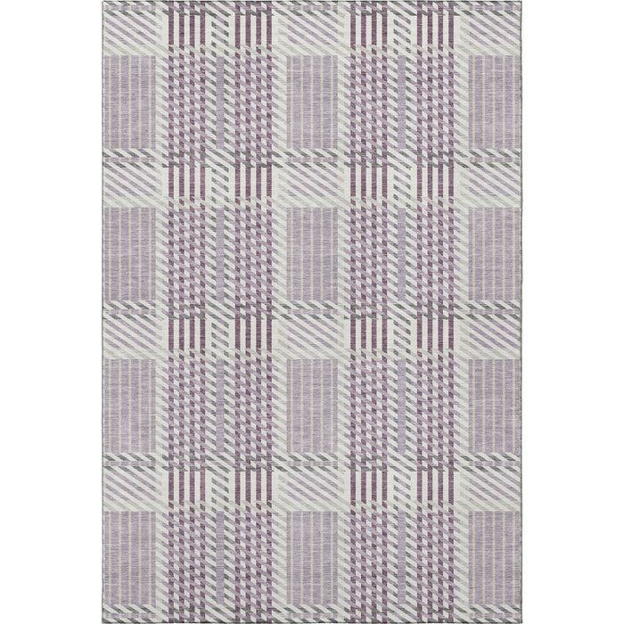 10' X 14' Plaid Washable Area Rug With UV Protection (678736) - Lavender / Gray / Ivory