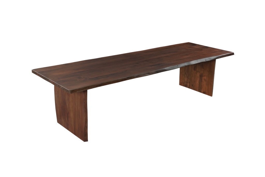 108" Solid Wood Live Edge Sled Base Dining Table - Brown