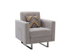 Giga Victoria fabric armchair with metal legs, side pockets, and a pillow, featuring a modern, comfortable seating design.