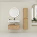 Modern Giga wall-mounted bathroom vanity with resin sink, oak finish, two side cabinets, and soft-close drawers.