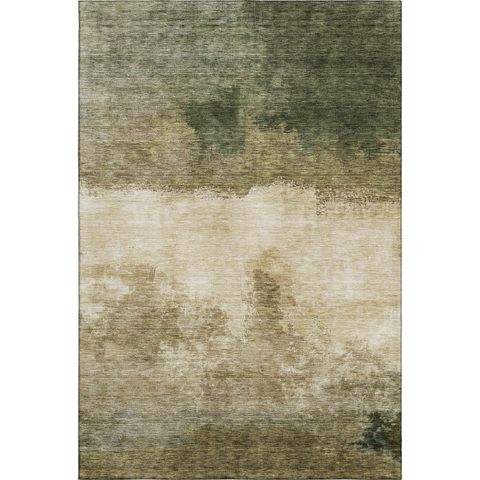 10' X 14' Abstract Washable Area Rug With UV Protection (683584) - Fern Green / Beige