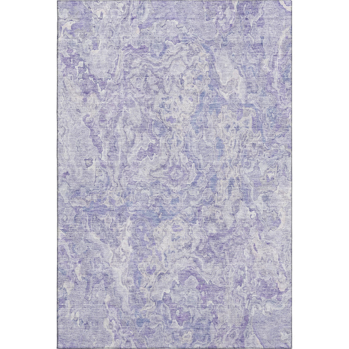 10' X 14' Abstract Washable Area Rug With UV Protection - Plum And Ivory