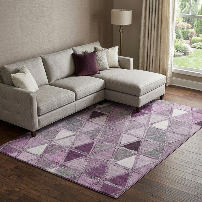 10' X 14' Geometric Washable Area Rug With UV Protection (657647) - Merlot / Gray / Ivory
