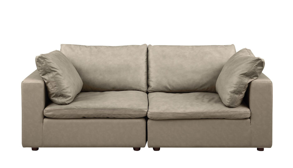 Cotton Blend Loveseat - Cream / Brown