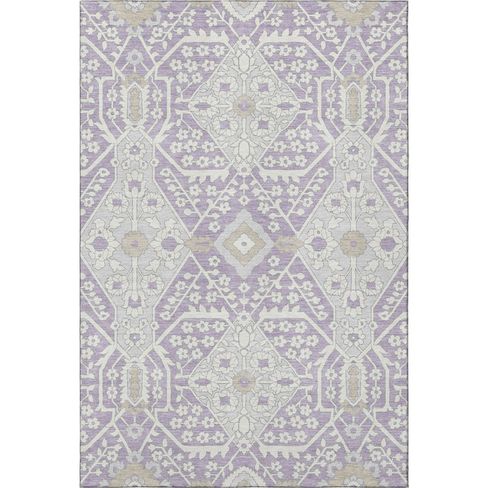 10' X 14' Floral Washable Area Rug With UV Protection (668546) - Lavender / Gray / Beige