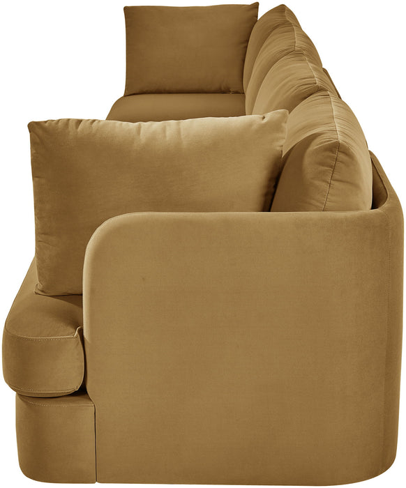 Meridian Furniture Hammond velvet performance fabric 4-piece sectional sofa with plush cushions and modern design.