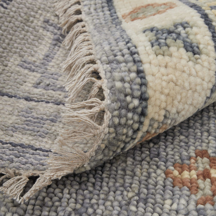 10' X 14' Geometric Hand Knotted Area Rug With Fringe - Blue