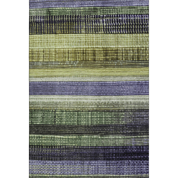 10' X 14' Striped Washable Area Rug With UV Protection (706445) - Artichoke Green / Purple