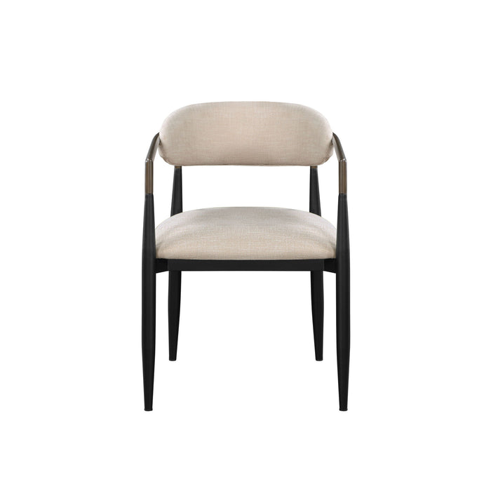 Upholstered Fabric Open Back Dining Arm Chairs (Set of 2) - Beige