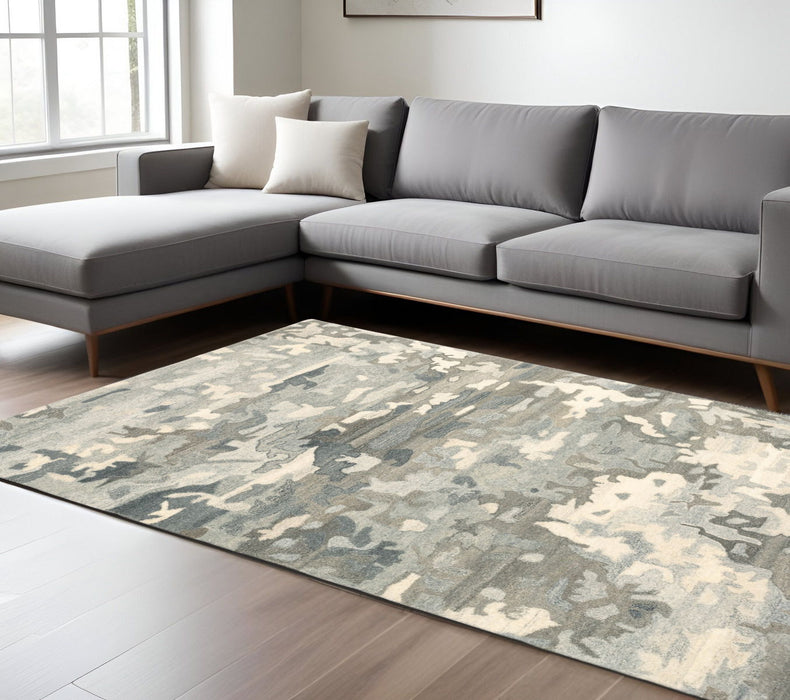 8' X 10' Wool Abstract Hand Tufted Area Rug - Gray And Charcoal