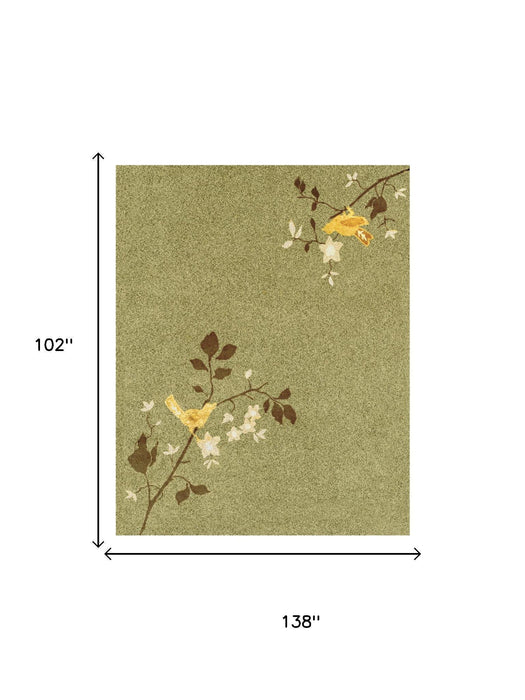 9' X 12' Wool Floral Hand Knotted Area Rug (744354) - Green / Brown / Yellow
