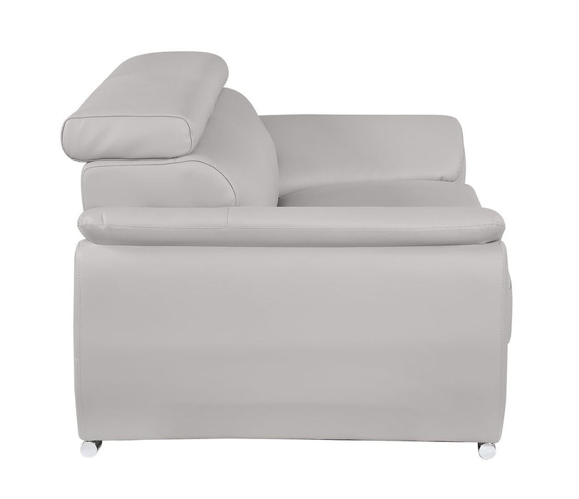 Leather Loveseat (720579) - Light Gray / Silver