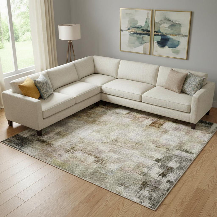 10' X 14' Abstract Washable Area Rug With UV Protection (706373) - Teal / Orange