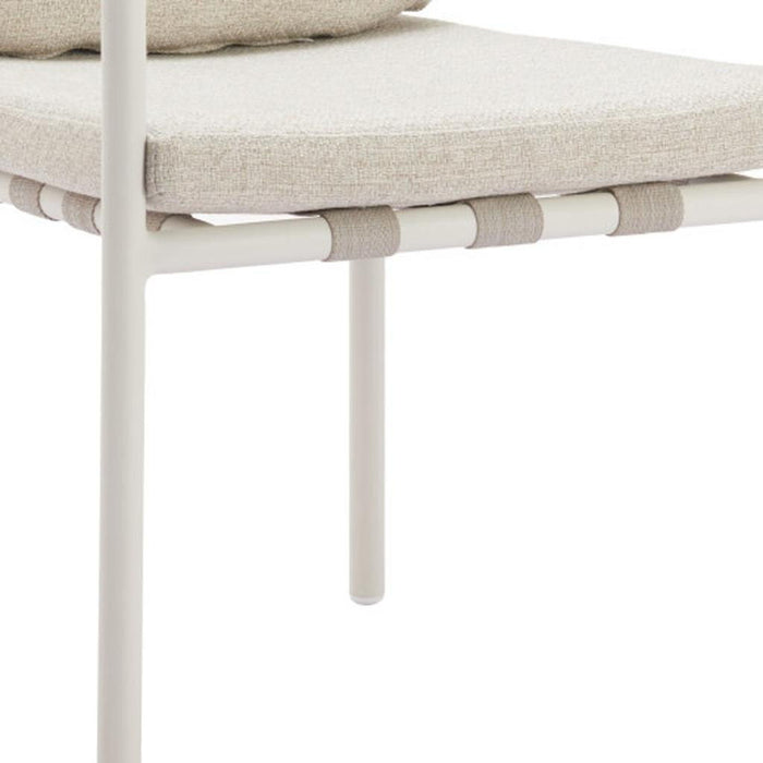 Slipcovered Aluminum Partially Open Back Dining Arm Chairs (Set of 2) - Beige / White