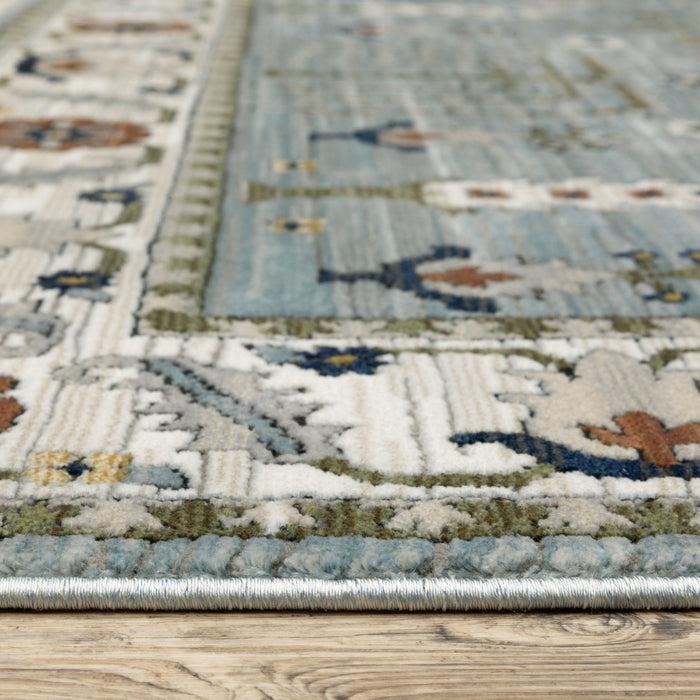 10' X 13' Floral Area Rug With Fringe (575104) - Green / Ivory