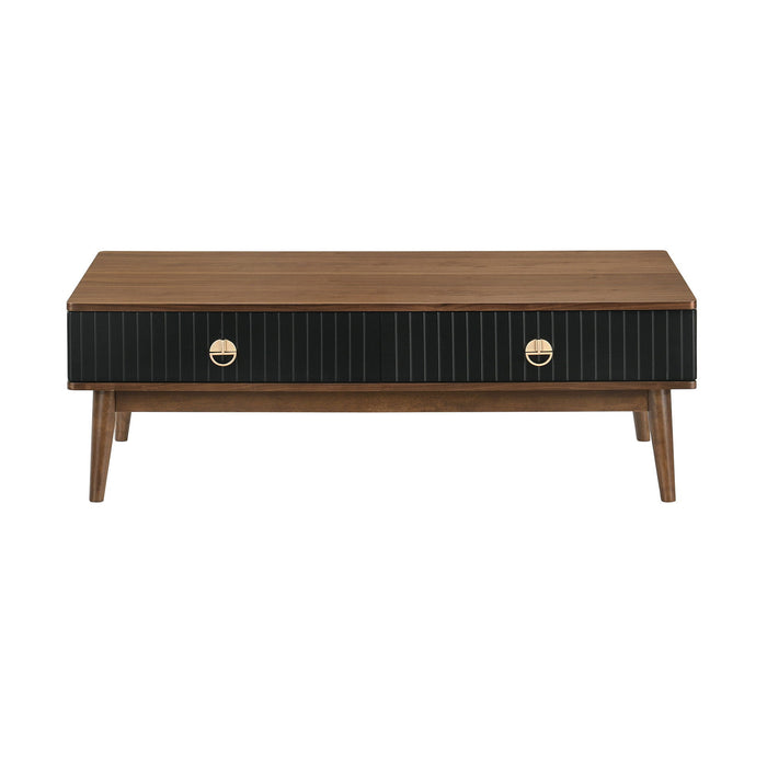 Coffee Table With Two Drawers - Brown And Black