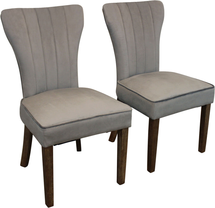 Upholstered Velvet Dining Parsons Chairs (Set of 2) - Gray