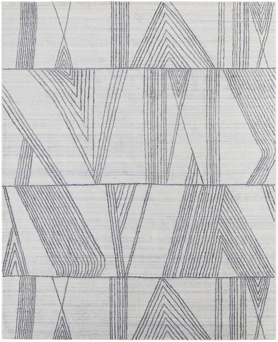9' x 12' Abstract Hand Woven Area Rug - Black And Ivory